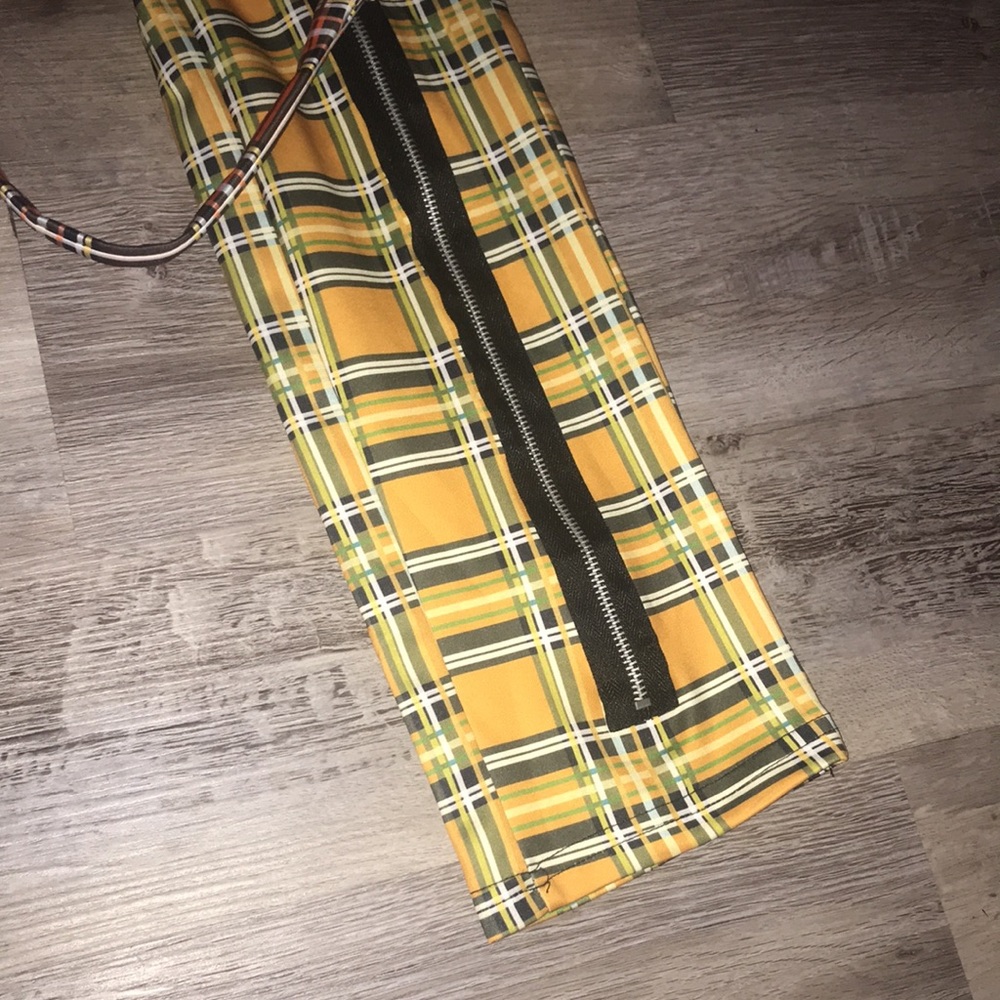 Blush Mark bicolor yellow and orange plaid straps pants size medium - Picture 8 of 13